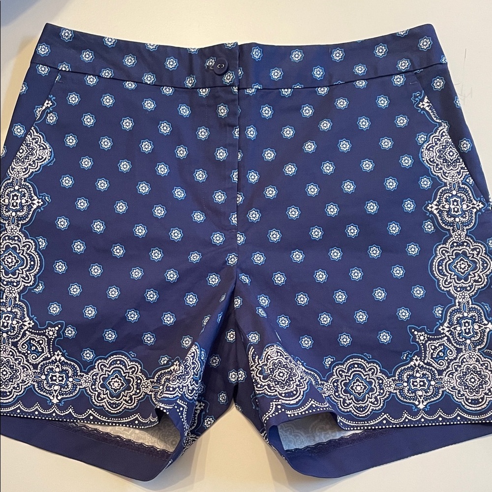 J. McLaughlin New Size 2 Cosmo Fly Shorts Navy White Blue Castine Bandana Shorts